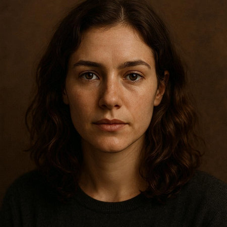 Portrait of a beautiful young woman with brown hair on a dark background