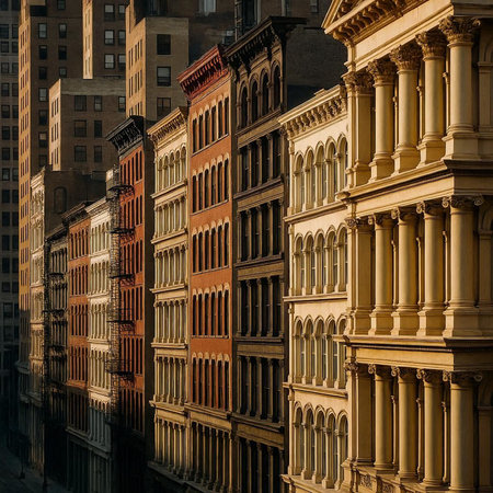 Old buildings in Manhattan, New York City, United States of America.