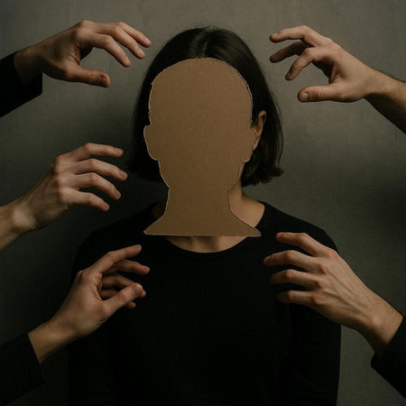 Man and woman in front of their heads. The concept of psychological problems.