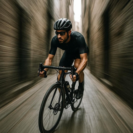 Cyclist Riding the Bike in the City. Extreme Sport Concept.