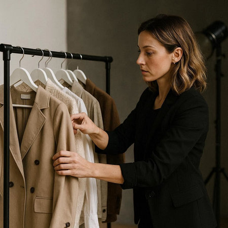 Portrait of a young female fashion designer working in her studio.