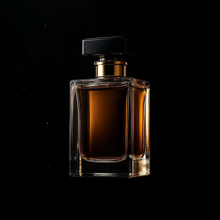 bottle of perfume isolated on a black background. studio shot.