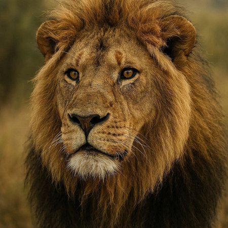 Portrait of a male lion (Panthera leo)