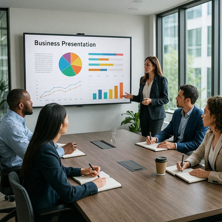 Business People Meeting Brainstorming Graph Chart Diagram Teamwork Concept
