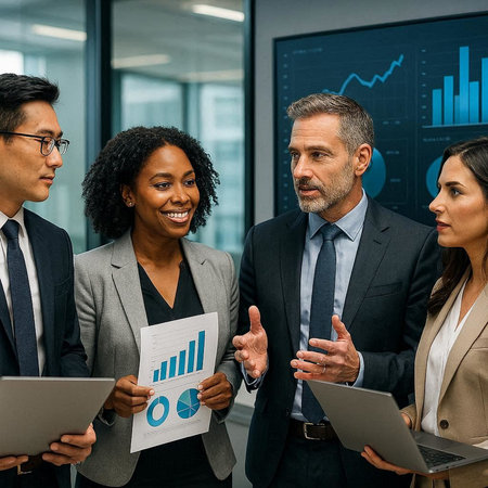 Business people working together in a modern office. Businessmen and businesswomen working together in a modern office.の写真素材