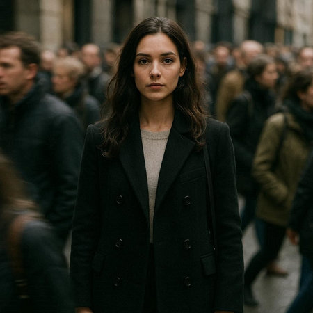 People gather outside Gucci fashion show building for Milan Women's Fashion Week in Milan.
