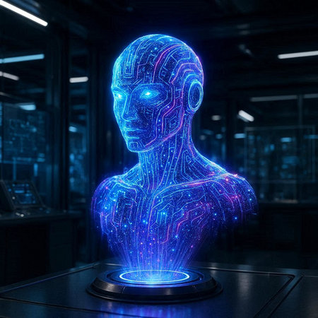 3d rendering artificial intelligence cyborg head with circuit board on black background