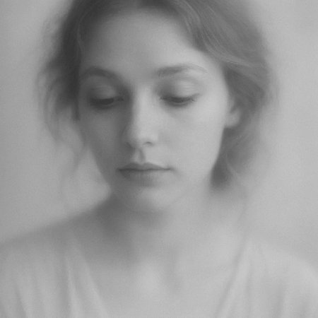 Black and white portrait of a young woman. Monochrome.
