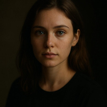 portrait of a young beautiful girl on a dark background close-up