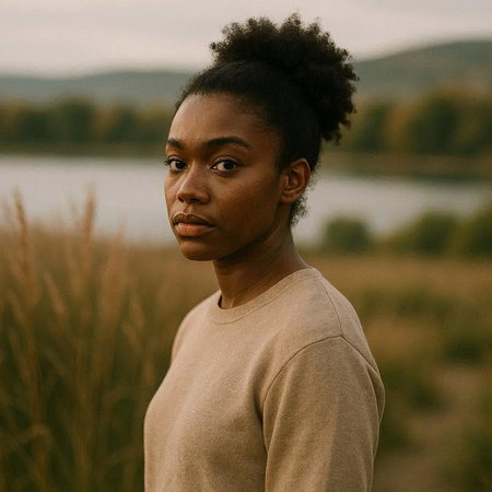 Portrait of a young african american woman in the field