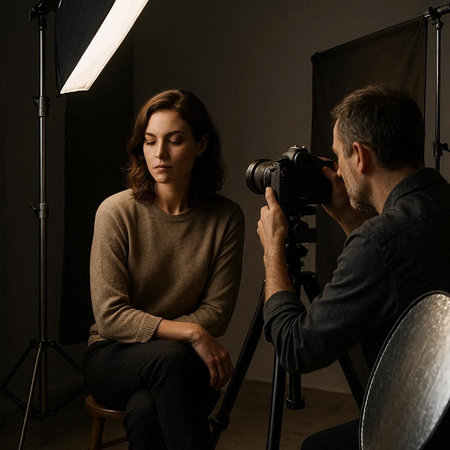 Portrait of a beautiful young woman with freckles on her faceの写真素材