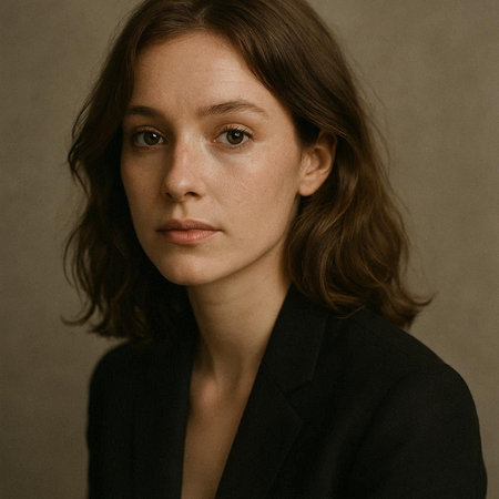 Portrait of a beautiful young woman with brown hair in a black jacket