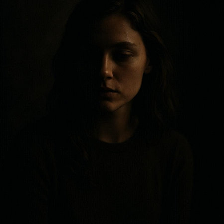 Portrait of a young woman in a dark moody image.