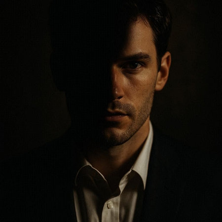 Portrait of a handsome man in a suit on a dark background
