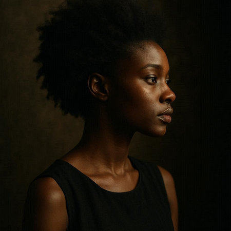 Portrait of a beautiful african american woman on dark background