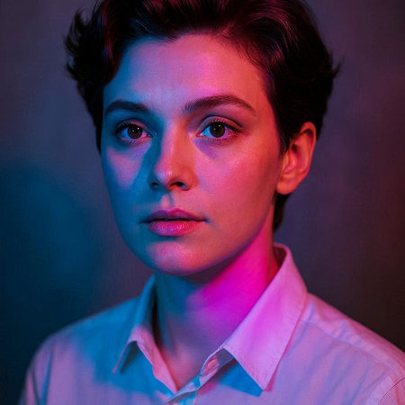 Portrait of a young man in a white shirt. Studio shot.
