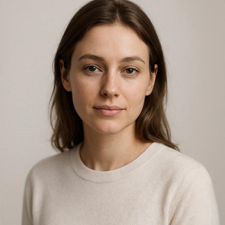 Portrait of a young caucasian woman looking at camera.