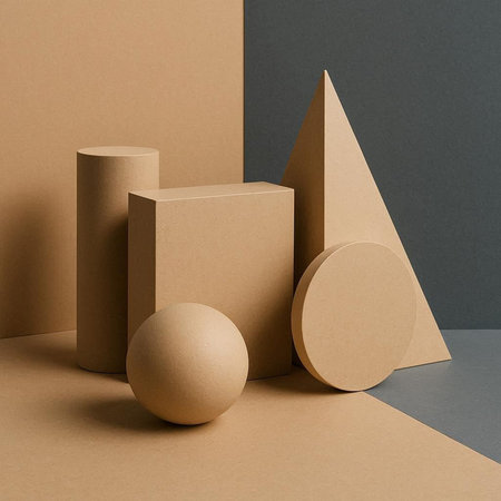 Abstract composition of geometric shapes. Minimalistic composition. 3d render