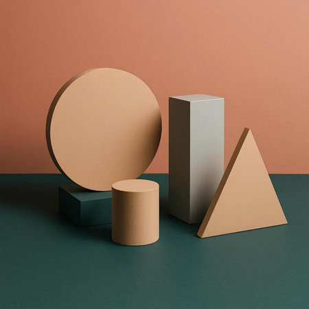 Minimalist abstract background, primitive geometrical figures, 3d render