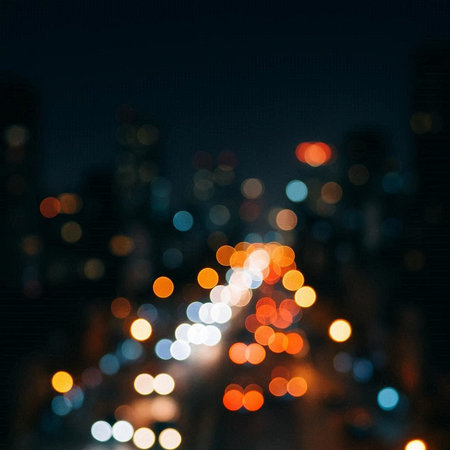 abstract background of city at night, bokeh defocused lights