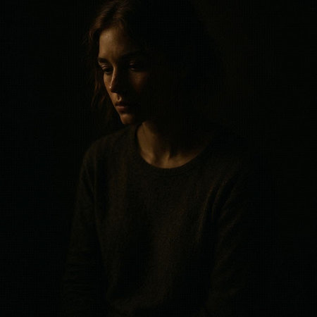 Portrait of a girl in a black sweater on a dark background