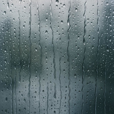 Rain drops on window glass. Shallow DOF. Abstract background.の写真素材