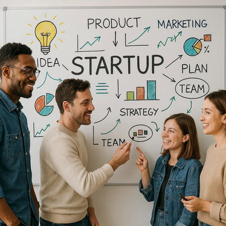 Startup Business Plan Diagram Brainstorming Teamwork Meeting Concept