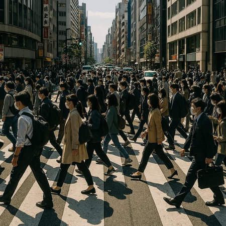 People cross the street in Shinjuku, Tokyo, Japan. Shinjuku is one of Tokyo's most densely populated...