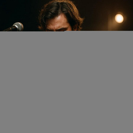 A singer is performing on stage in Bucharest, Romania.