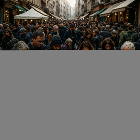 People gather outside Gucci fashion show building for Milan Women's Fashion Week in Milan.