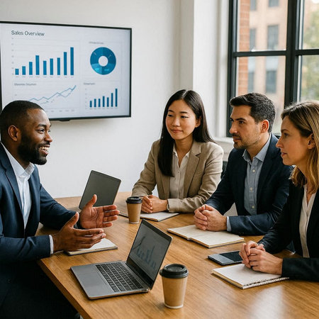 Group of multiethnic business people in a meeting at office.の写真素材