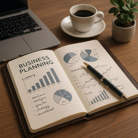 Business Plan Strategy Planning Diagrams Graphs Chart Word Graphic Icon