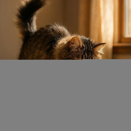 Domestic cat looking out the window. Selective focus. Copy space.の写真素材