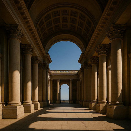 A view of the Colonnade of the National Museum in Washington DC.の写真素材