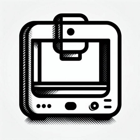 Sketch of a 3D printer on a white background.