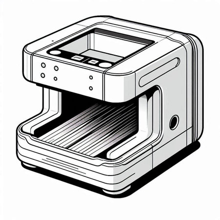 Illustration of a 3d printer on a white background, vector