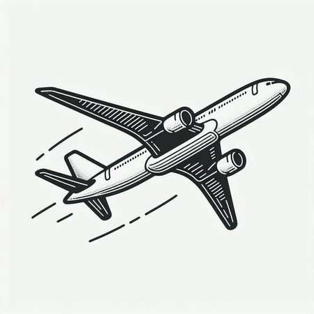 Airplane icon in vintage engraving style. Vector illustration.
