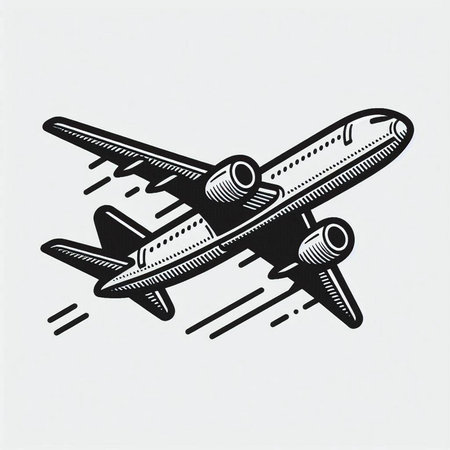 airplane icon, vector illustration eps10. black and white