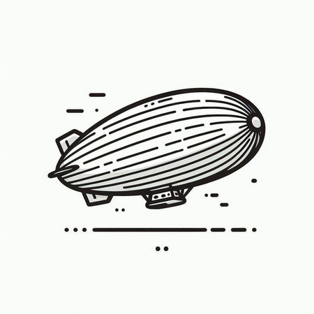 Airship icon in doodle style on white background vector illustration