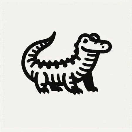 Crocodile print on white background. Hand drawn illustration.の写真素材