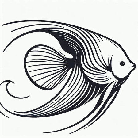 black and white fish on a white background, vector illustration, eps
