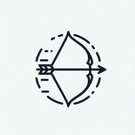 Outline icon of bow, arrow and arrow. Vector illustration.の写真素材