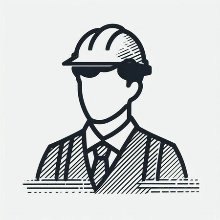 Engineer in helmet and glasses. Vector illustration. Eps 10.