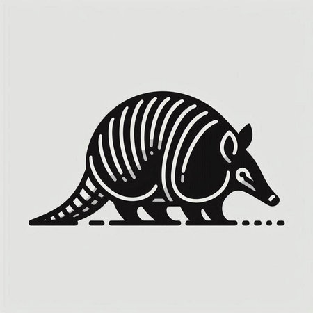 Armadillo logo, vector illustration. Black and white design.の写真素材