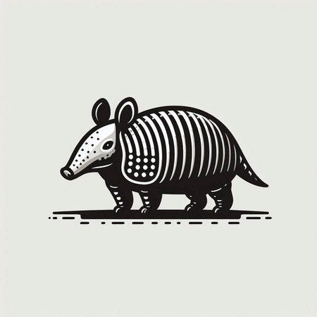 Armadillos vector illustration. Hand drawn cartoon wild animals.の写真素材