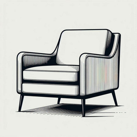 Sketch of armchair in retro style, vector illustration.
