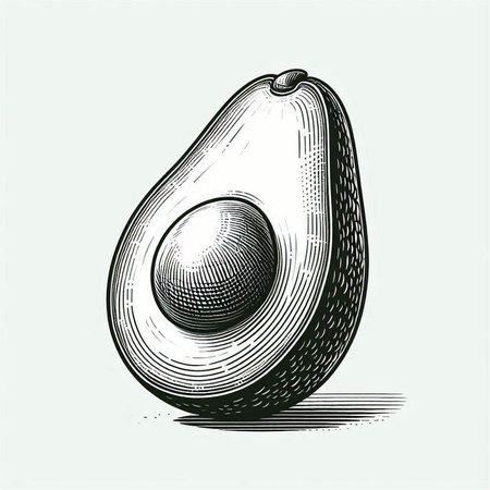 Vector hand drawn illustration of avocado. Vintage engraving style.
