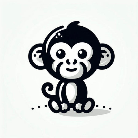 Monkey cartoon on a white background. Vector illustration, flat design.