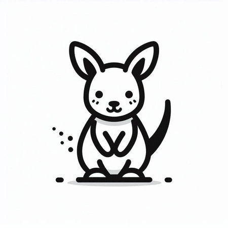 Kangaroo doodle vector, cute kangaroo cartoonの写真素材