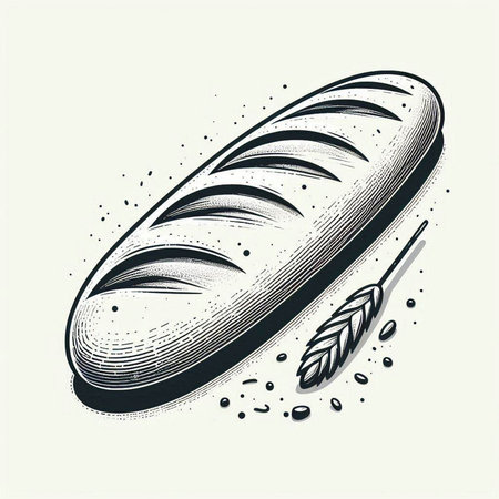 Bread with wheat. Vector illustration of a loaf of bread.